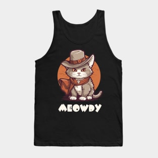 Funny Cat Cowboy Cowgirl Meow Howdy Meowdy Tank Top